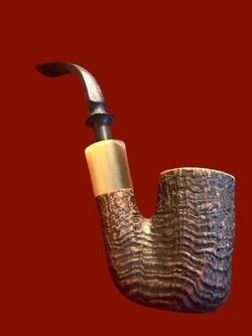 Savinelli Nonpareil L 9604 Rusticated Bent Tobacco Pipe with Horn Inlay